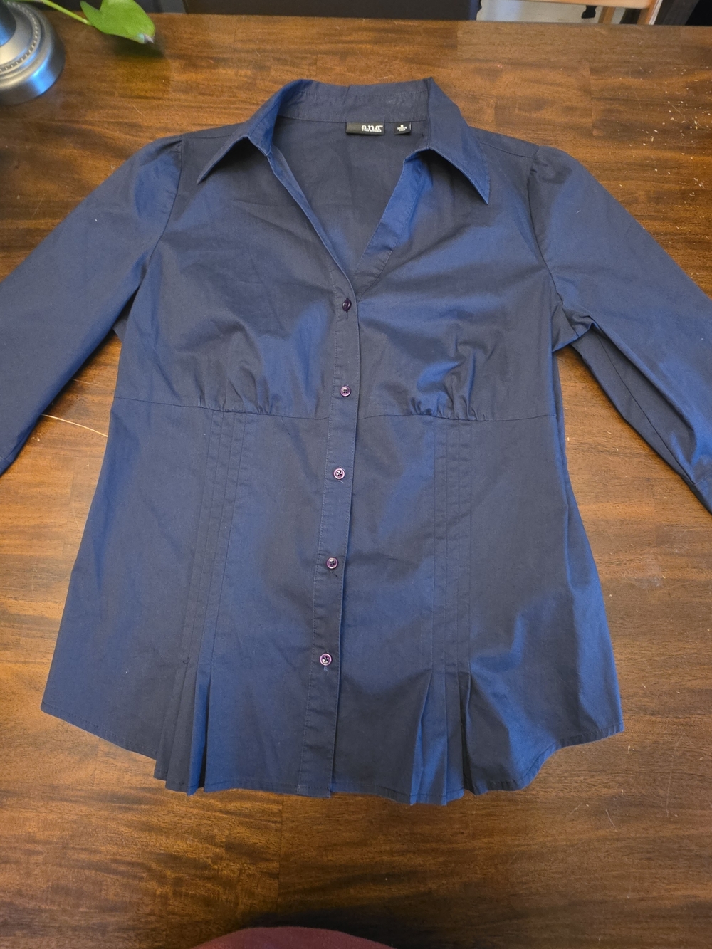 a.n.a A New Approach Navy Blue Button Down Long Sleeve Shirt Top - Size M